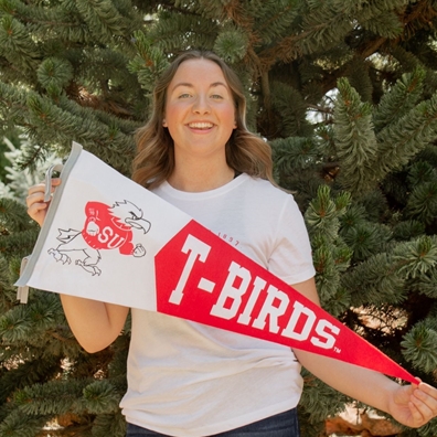 Red and White Fighting T-Bird Pennant