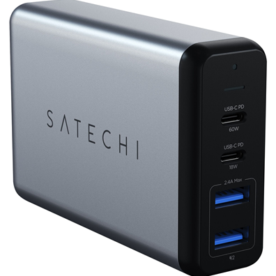 SATECHI DUAL TYPE-C PD TRAVEL CHARGER - SPACE GRAY 75W