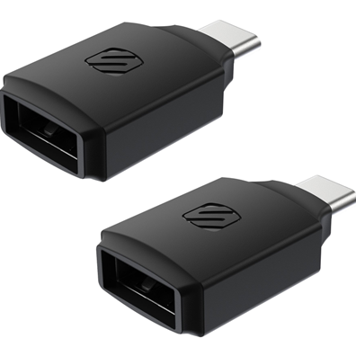SCOSCHE STRIKELINE USB ADAPTER - BLACK 2PK USB-A TO USB-C